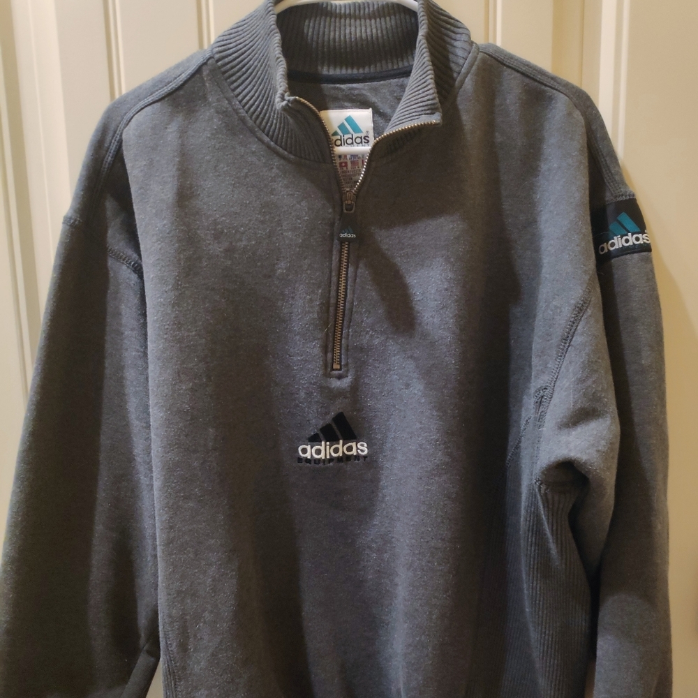 Vintage Adidas Quarter Zip Gray Sweatshirt